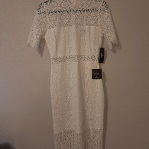 Lulu's Ivory Lace Midi Dress NWT (M)